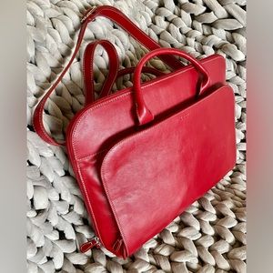 Lodi’s laptop leather bag, red, NWOT